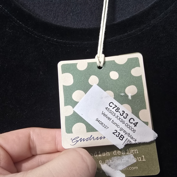 Gudrun Sjoden Black Velvet Velour Tunic Dress Size S/M NWT - Picture 6 of 8